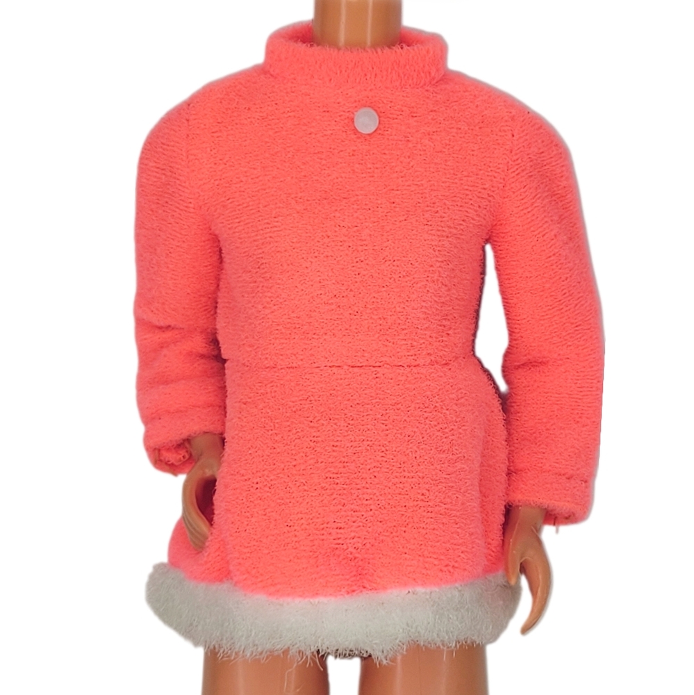 Barbie Skipper 1971 Ice Skatin'  Dress Orange Long Sleeve Faux Fur Hem Vtg #3470